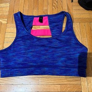 90 degree by Reflex neon blue and pink sports bra.  Size M
